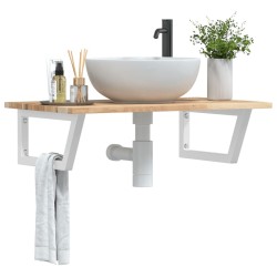 Étagère de vasque murale acier et bois massif d'acacia 584352584352