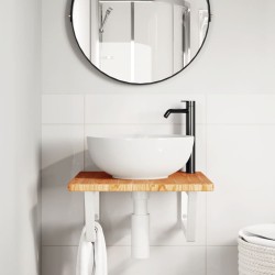 Étagère de vasque murale acier et bois de chêne massif 584357584357