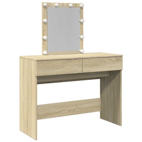 Coiffeuse avec LED chêne sonoma 100x40x130 cm 584377584377