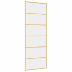 Porte coulissante doré 76x205 cm verre ESG clair et aluminium 584379584379