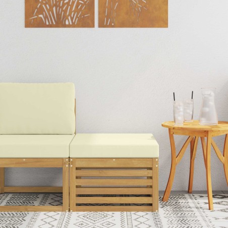 Pouf d'Extérieur Bois d'Acacia Massif Blanc 584382584382