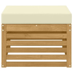 Pouf d'Extérieur Bois d'Acacia Massif Blanc 584382584382