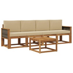 Ensemble de canapés d'extérieur avec coussin 4 pcs Naturel 584383584383