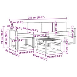 Ensemble de canapés d'extérieur avec coussin 4 pcs Naturel 584383584383