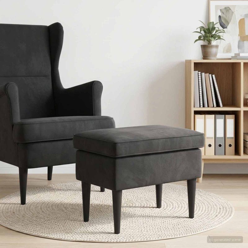 Pouf Noir 55 x 35 x 41 cm Velours 584384584384