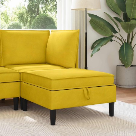 Pouf avec Rangement Jaune Velours 584386584386