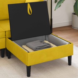 Pouf avec Rangement Jaune Velours 584386584386