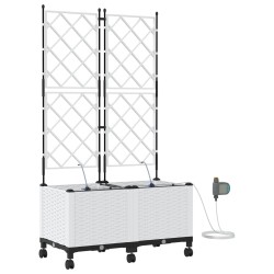 Porte-plante de jardin avec irrigation et roues 2 pc Blanc PP 584389584389