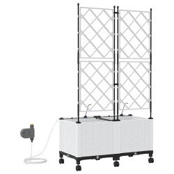 Porte-plante de jardin avec irrigation et roues 2 pc Blanc PP 584389584389