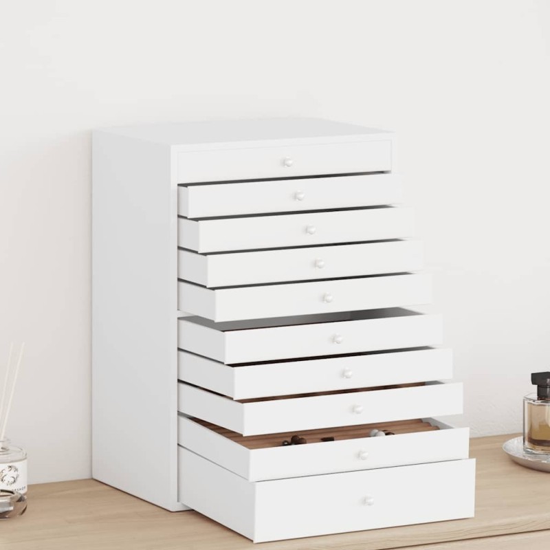Coffret à bijoux 10 niveaux avec porte-montres Blanc 29 x 20,5 x 40,5 cm 584390584390