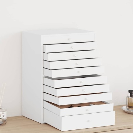 Coffret à bijoux 10 niveaux avec porte-montres Blanc 29 x 20,5 x 40,5 cm 584390584390
