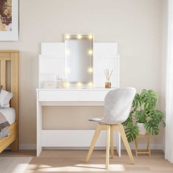 Coiffeuse avec lumières LED blanc 96x40x142 cm 584393584393