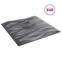 Panneaux muraux 48 pcs Gris pierre 50 x 50 cm Mousse XPS 584403584403