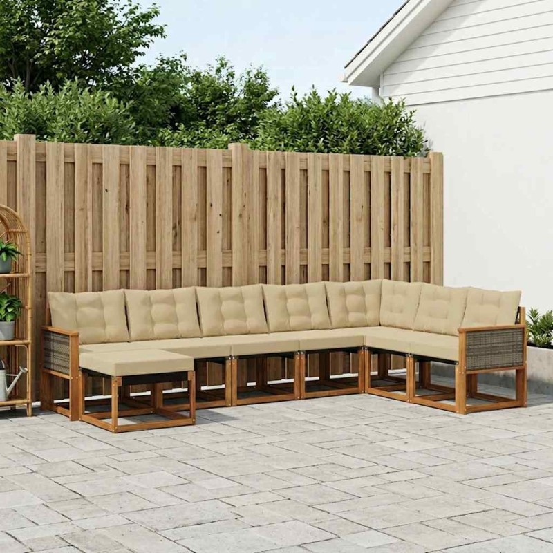 Ensemble de canapés d'extérieur 8 pcs Naturel et Beige 584408584408