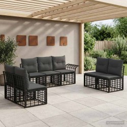 Ensemble de canapés d'extérieur 7 pcs Noir et Gris foncé 584412584412