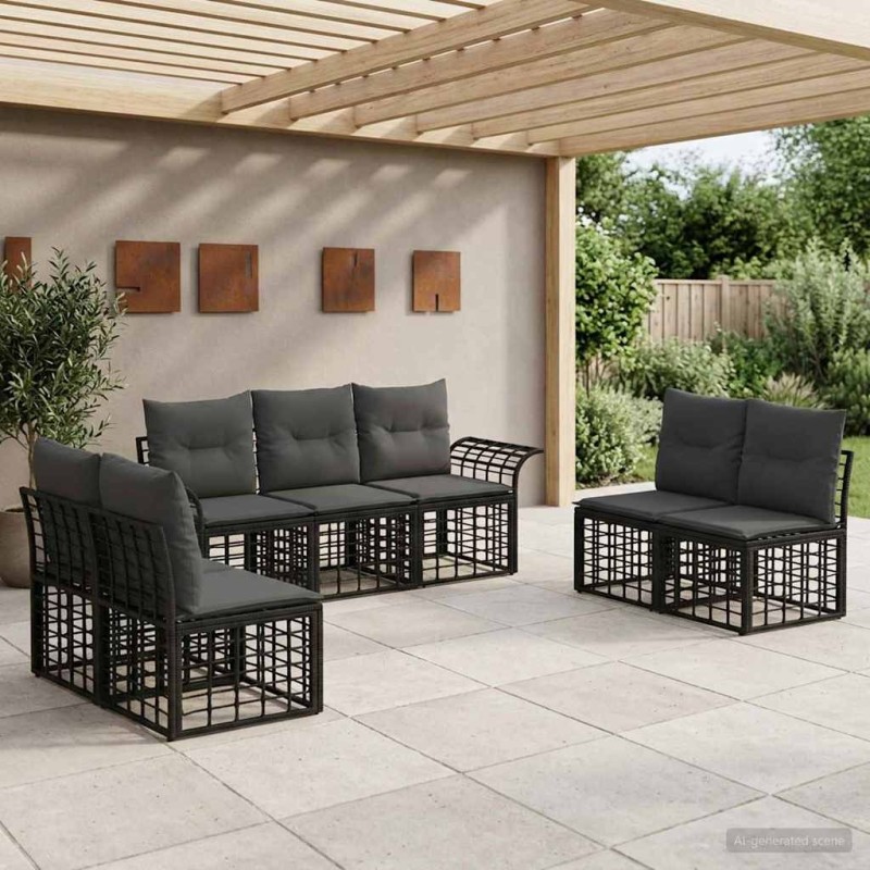 Ensemble de canapés d'extérieur 7 pcs Noir et Gris foncé 584412584412