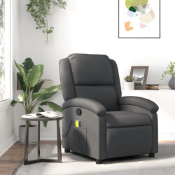 Fauteuil de massage inclinable gris cuir véritable 584417584417