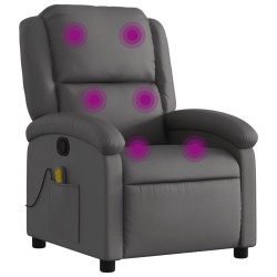Fauteuil de massage inclinable gris cuir véritable 584417584417