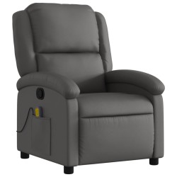 Fauteuil de massage inclinable gris cuir véritable 584417584417