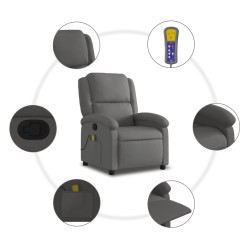 Fauteuil de massage inclinable gris cuir véritable 584417584417