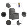Fauteuil de massage inclinable gris cuir véritable 584417584417