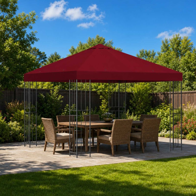 Pavillon 3 x 3 m Bordeaux Polyester et Acier 190 gsm 584420584420