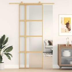 Porte coulissante doré 76x205 cm verre ESG dépoli et aluminium 584424584424