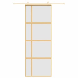 Porte coulissante doré 76x205 cm verre ESG dépoli et aluminium 584424584424