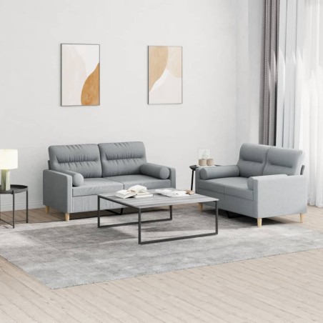 Ensemble de canapés 2 pcs coussins gris clair tissu 584431584431