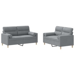 Ensemble de canapés 2 pcs coussins gris clair tissu 584431584431