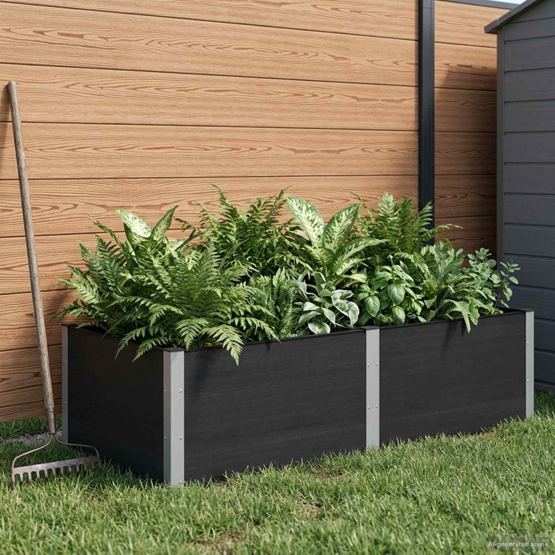 Jardinière surélevée Noir 200 x 100 x 54 cm 584442584442
