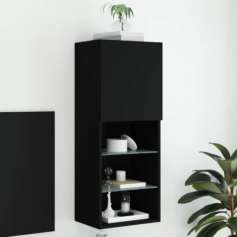 Meuble TV avec lumières LED noir 40,5x30x102 cm 584446584446