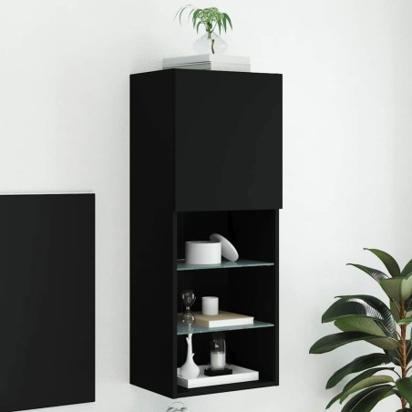 Meuble TV avec lumières LED noir 40,5x30x102 cm 584446584446