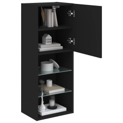 Meuble TV avec lumières LED noir 40,5x30x102 cm 584446584446