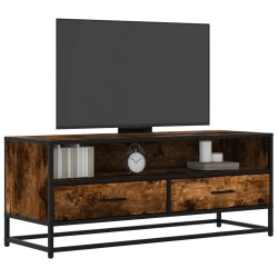 Meuble TV chêne fumé 100x34,5x40 cm bois d'ingénierie et métal 584450584450