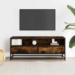 Meuble TV chêne fumé 100x34,5x40 cm bois d'ingénierie et métal 584450584450