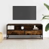 Meuble TV chêne fumé 100x34,5x40 cm bois d'ingénierie et métal 584450584450
