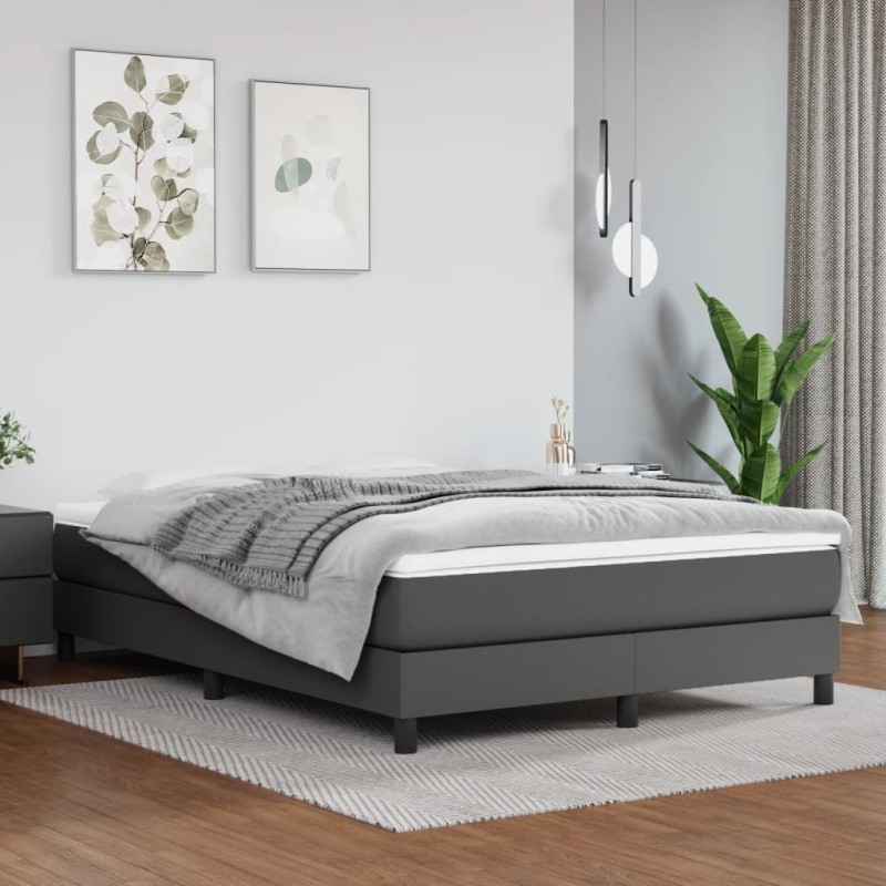 Matelas de lit à ressorts ensachés fermeté moyenne Gris 140x200x20cm Similicuir 584456584456