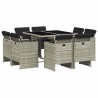Ensemble à manger de jardin et coussins 9 pcs gris clair rotin 584474584474