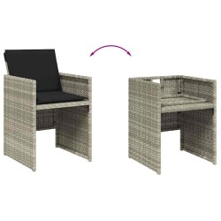 Ensemble à manger de jardin et coussins 9 pcs gris clair rotin 584474584474