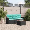 Ensemble de canapé de jardin 4 pcs avec coussins noir résine tressée 584478584478
