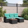 Ensemble de canapé de jardin 5 pcs avec coussins noir résine tressée 584479584479