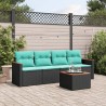 Ensemble de canapé de jardin 5 pcs avec coussins noir résine tressée 584481584481
