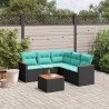 Ensemble de canapé de jardin 6 pcs avec coussins noir résine tressée 584483584483