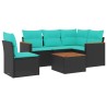 Ensemble de canapé de jardin 6 pcs avec coussins noir résine tressée 584485584485
