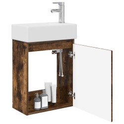 Meuble de salle de bain avec robinet Chêne fumé 584493584493