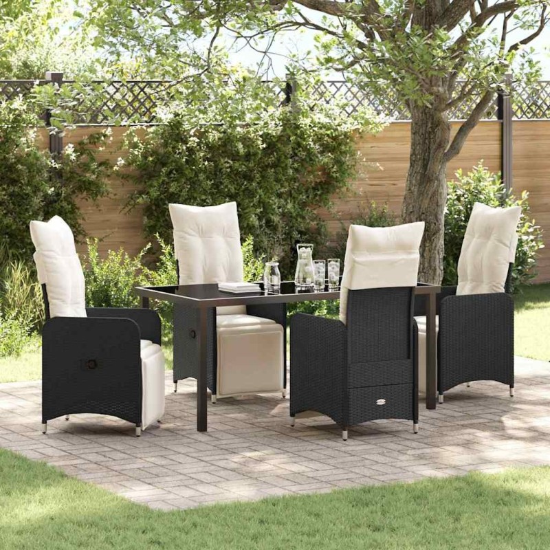 Ensemble de salle à manger pour jardin 5 pcs Noir polyrotin 613798613798