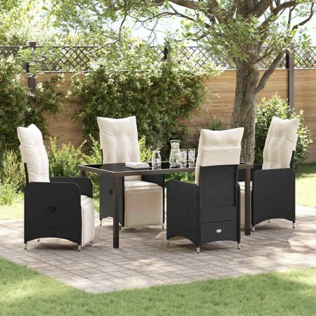 Ensemble de salle à manger pour jardin 5 pcs Noir polyrotin 613798613798