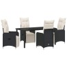 Ensemble de salle à manger pour jardin 5 pcs Noir polyrotin 613798613798