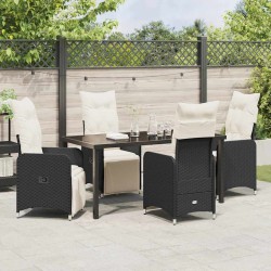 Ensemble de salle à manger pour jardin 5 pcs Noir polyrotin 613798613798